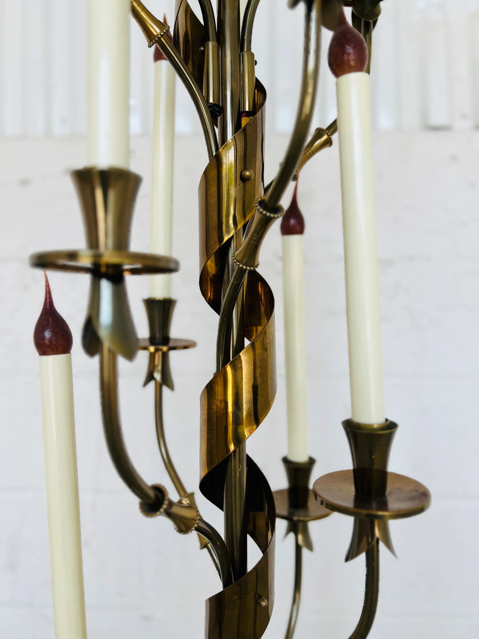 Rare, Italian Mid Century Stilnovo 10-Light Brass & Marble Floor Lamp C. 1960 - 5