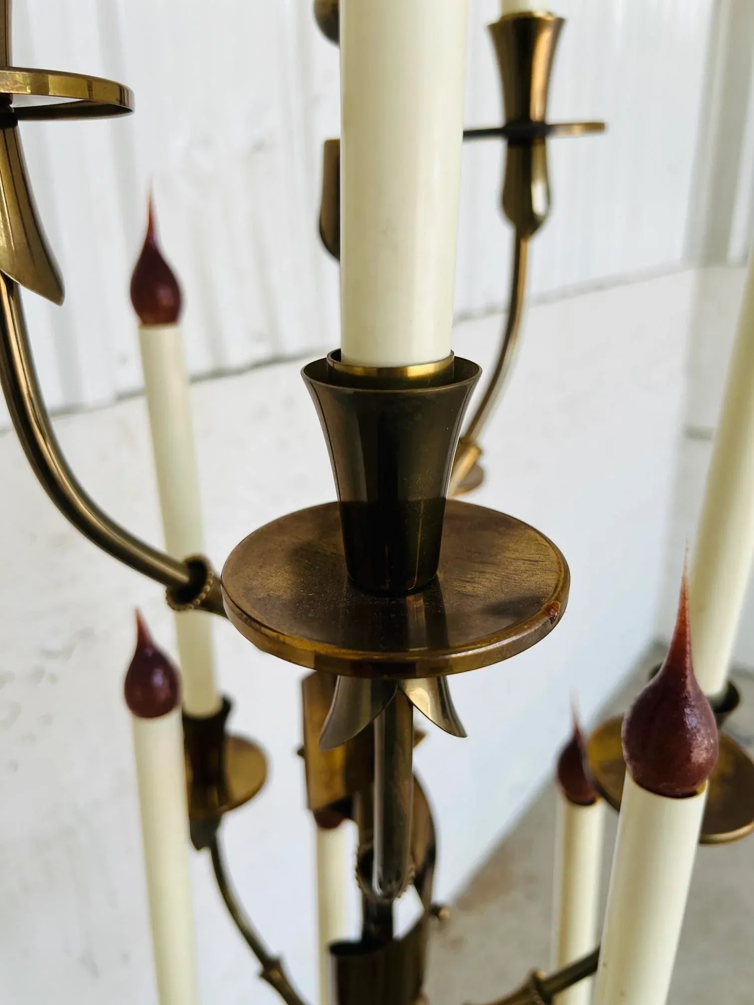 Rare, Italian Mid Century Stilnovo 10-Light Brass & Marble Floor Lamp C. 1960 - 6