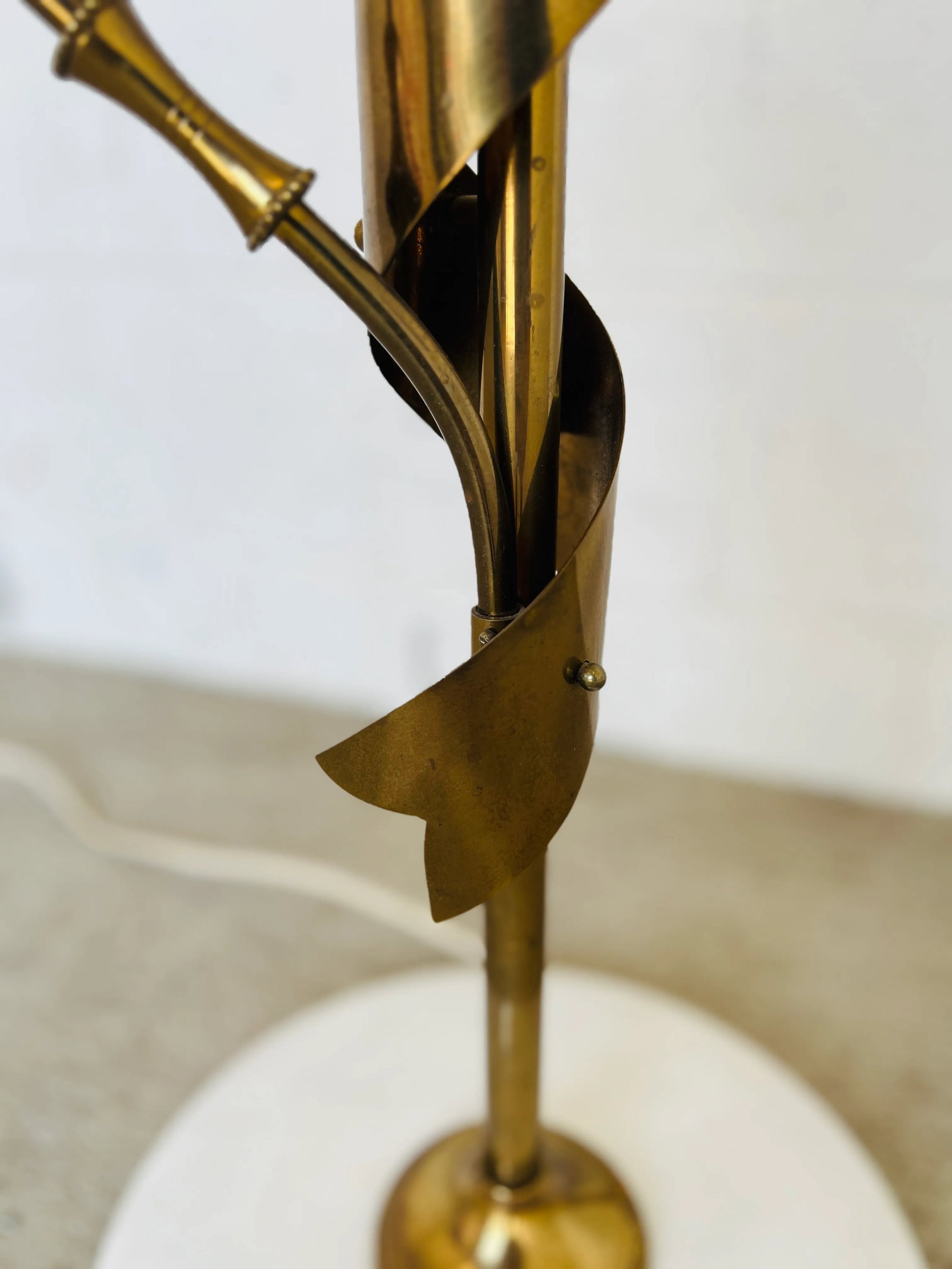 Rare, Italian Mid Century Stilnovo 10-Light Brass & Marble Floor Lamp C. 1960 - 9