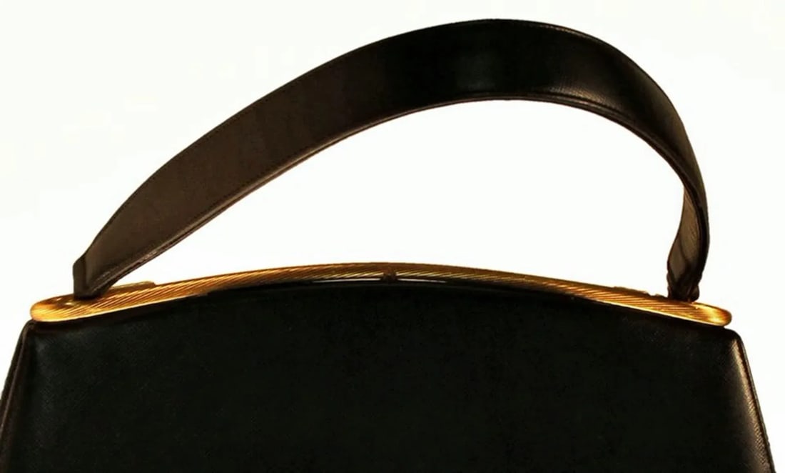 1960's Dorian Textured Black Leather Kelly Bag - 4