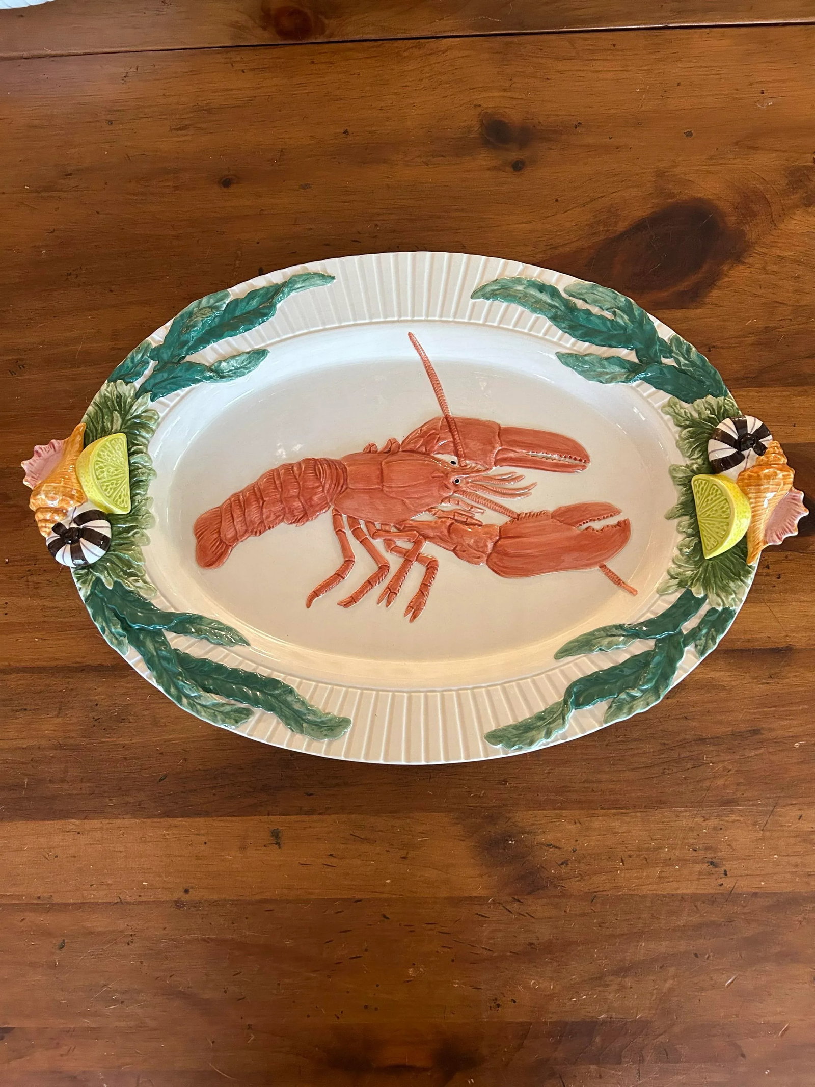 1992 Fitz and Floyd "Fish Market" 20" Trompe l"˜Oeil Lobster Serving Platter - 2