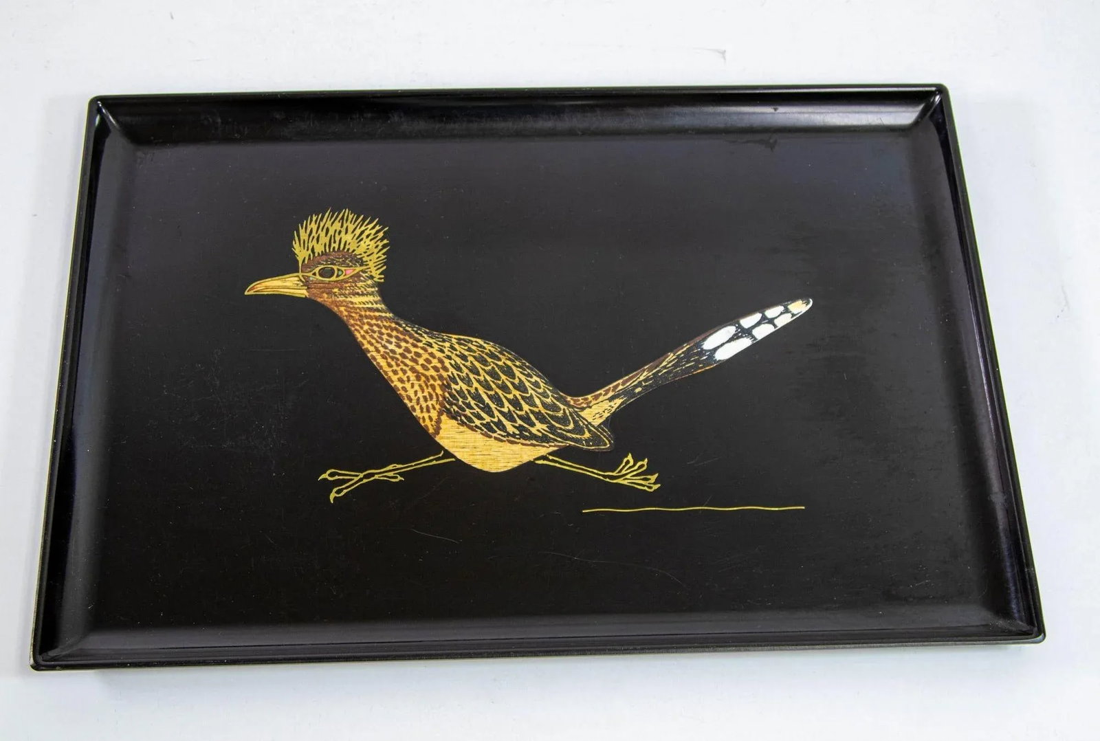 Couroc Roadrunner Bird Design Barware Vintage Serving Tray Circa 1960 - 10