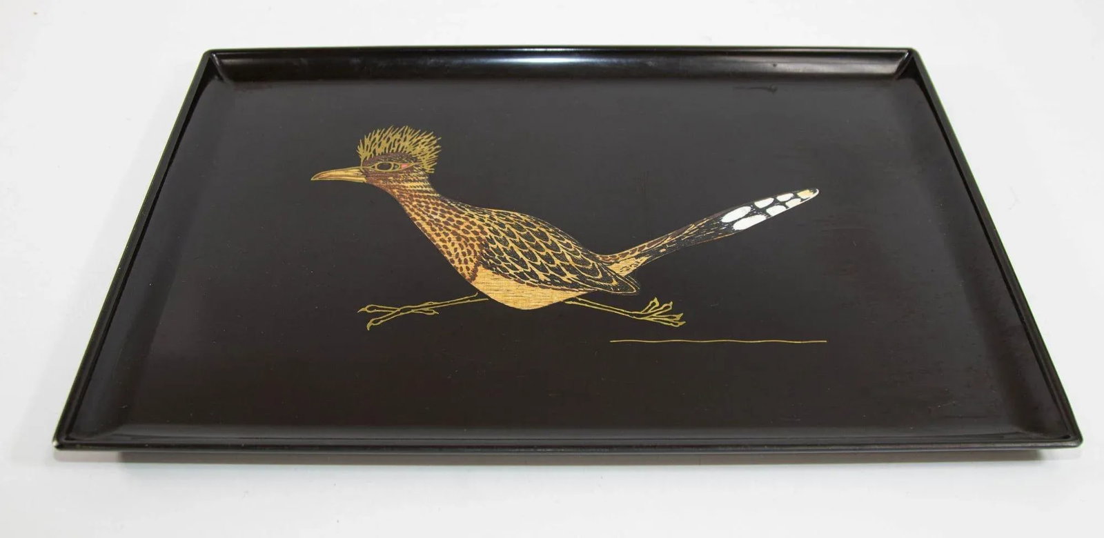Couroc Roadrunner Bird Design Barware Vintage Serving Tray Circa 1960 - 2