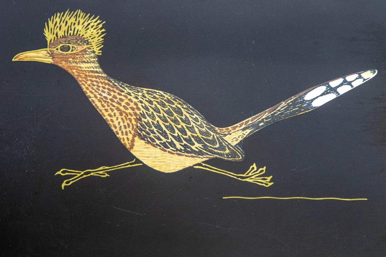 Couroc Roadrunner Bird Design Barware Vintage Serving Tray Circa 1960 - 3