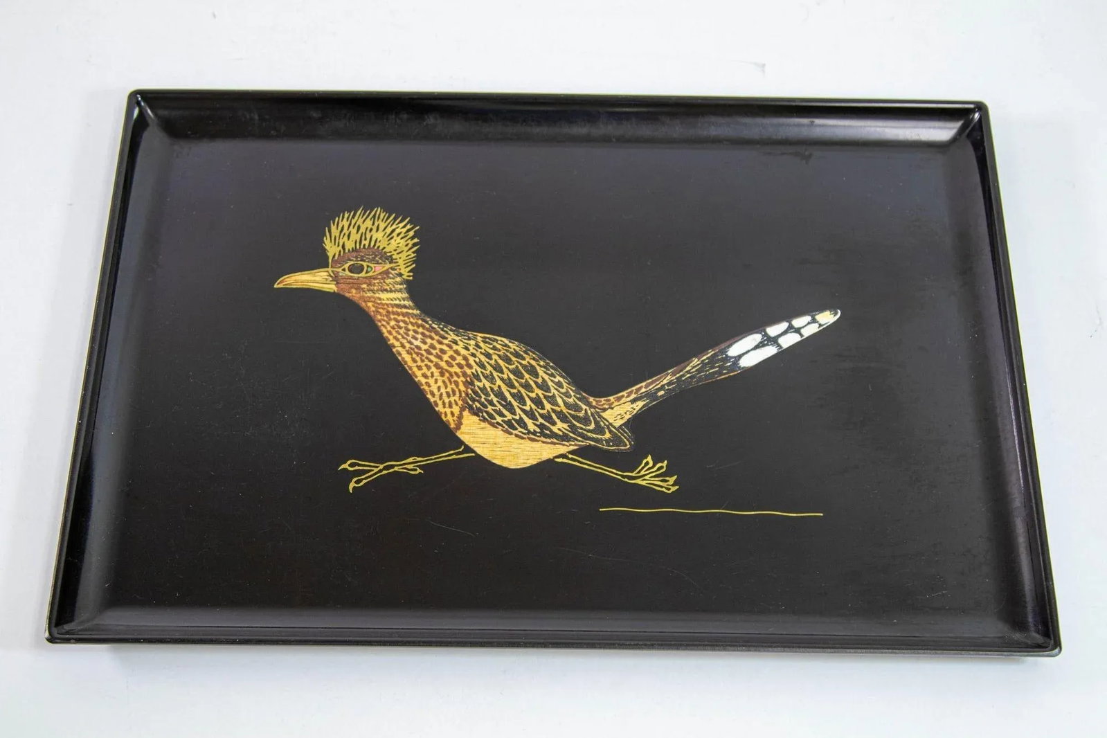 Couroc Roadrunner Bird Design Barware Vintage Serving Tray Circa 1960 - 4