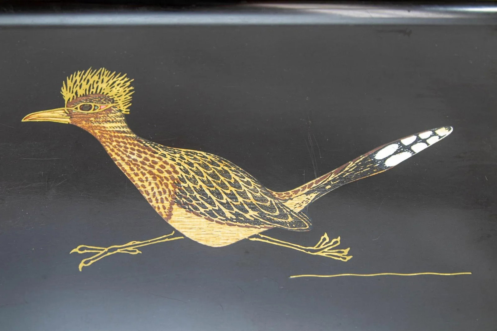 Couroc Roadrunner Bird Design Barware Vintage Serving Tray Circa 1960 - 7