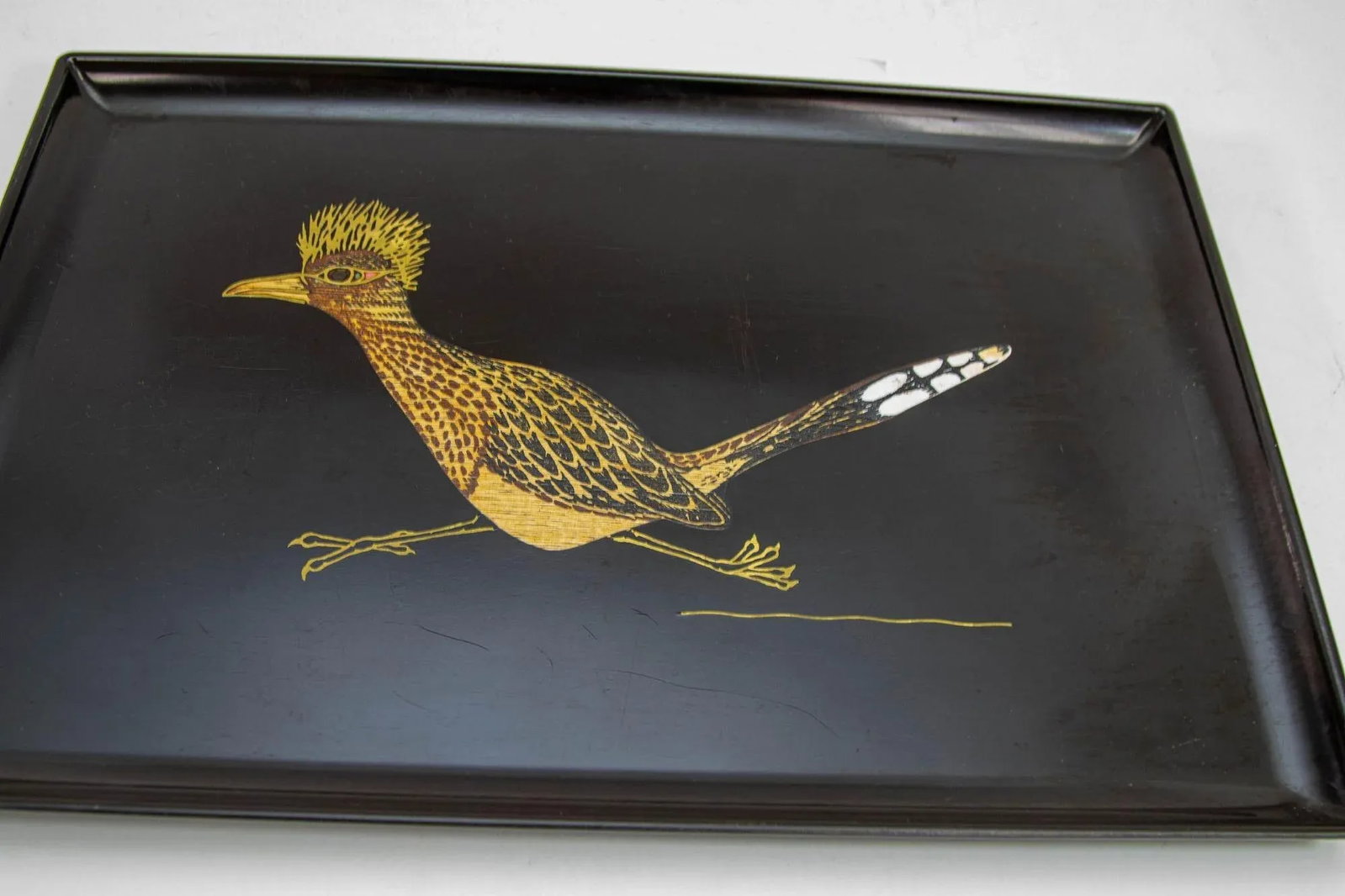 Couroc Roadrunner Bird Design Barware Vintage Serving Tray Circa 1960 - 8