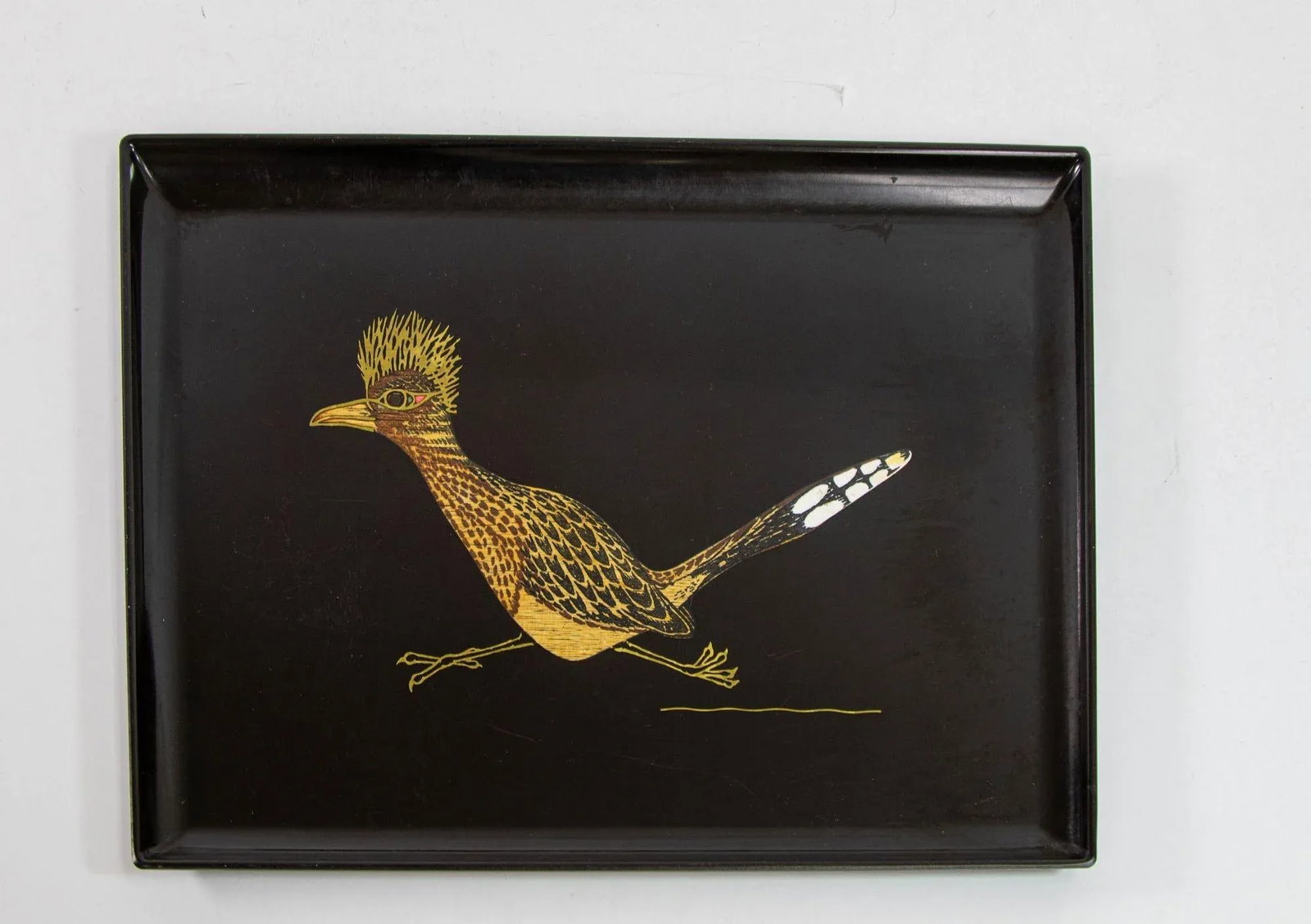 Couroc Roadrunner Bird Design Barware Vintage Serving Tray Circa 1960 - 9