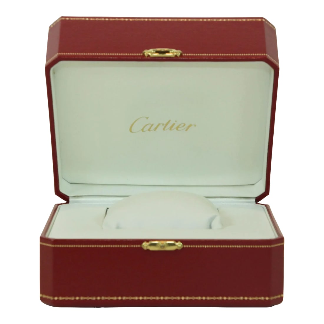 Cartier Jewelry Storage Watch Box in Red Leather Gilt Embossed: Cartier Red Leather Gilt Embossed Storage travel Watch Box. Cartier watch and jewelry presentation box. Elegant wristwatch case. Cartier Paris red leather and gold travel watch storage box. White