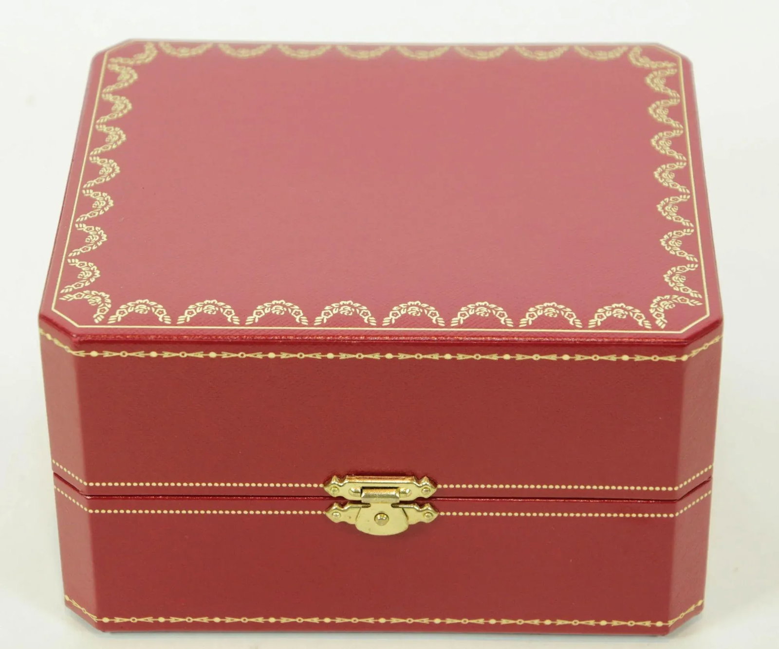 Cartier Jewelry Storage Watch Box in Red Leather Gilt Embossed - 3