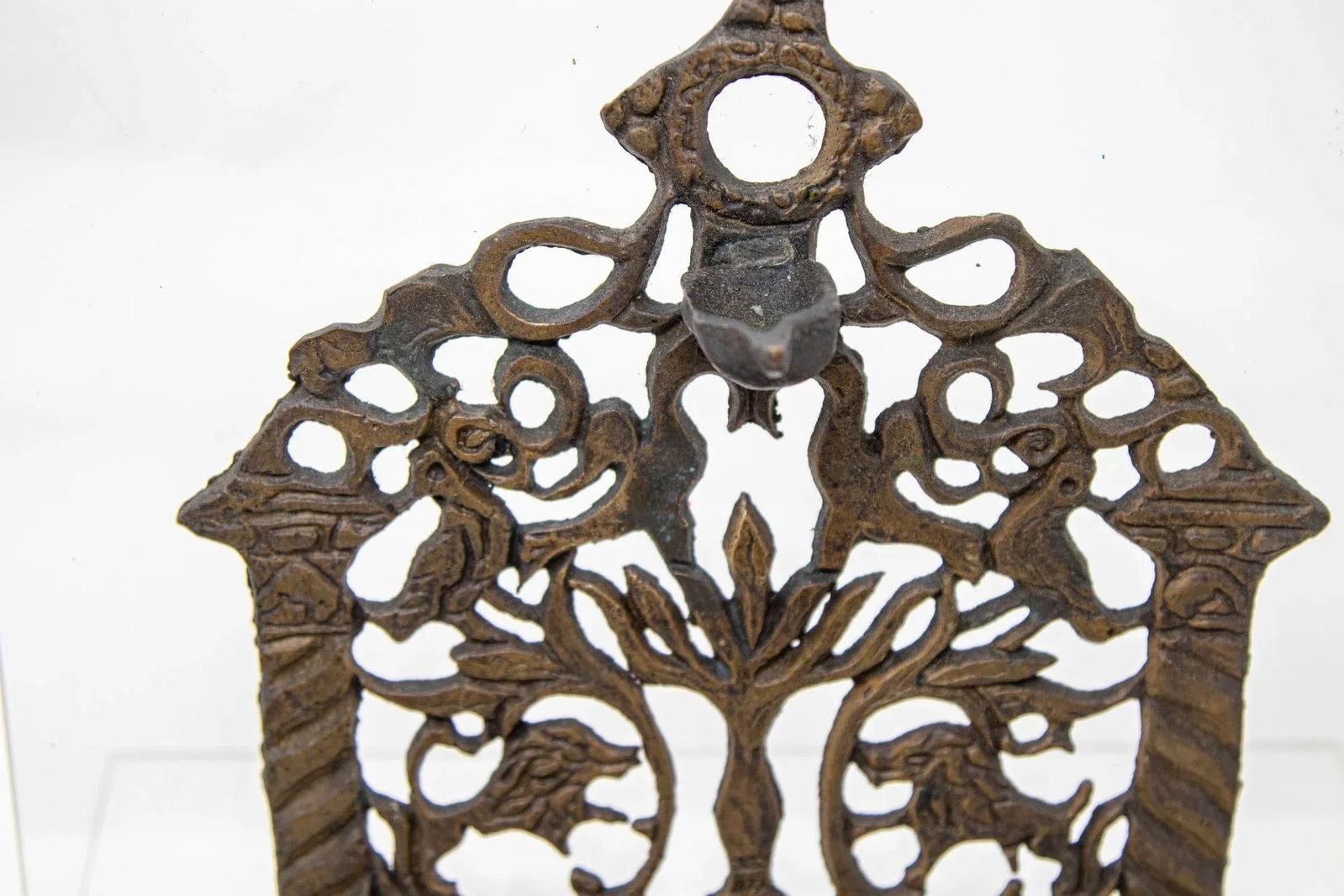 North-African Brass Hanukkah Lamp Menorah Oil Lamp Judaica Morocco 19th Century - 3