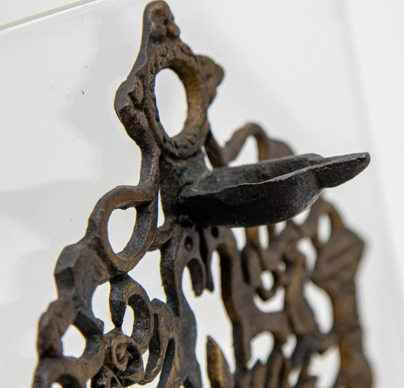North-African Brass Hanukkah Lamp Menorah Oil Lamp Judaica Morocco 19th Century - 8