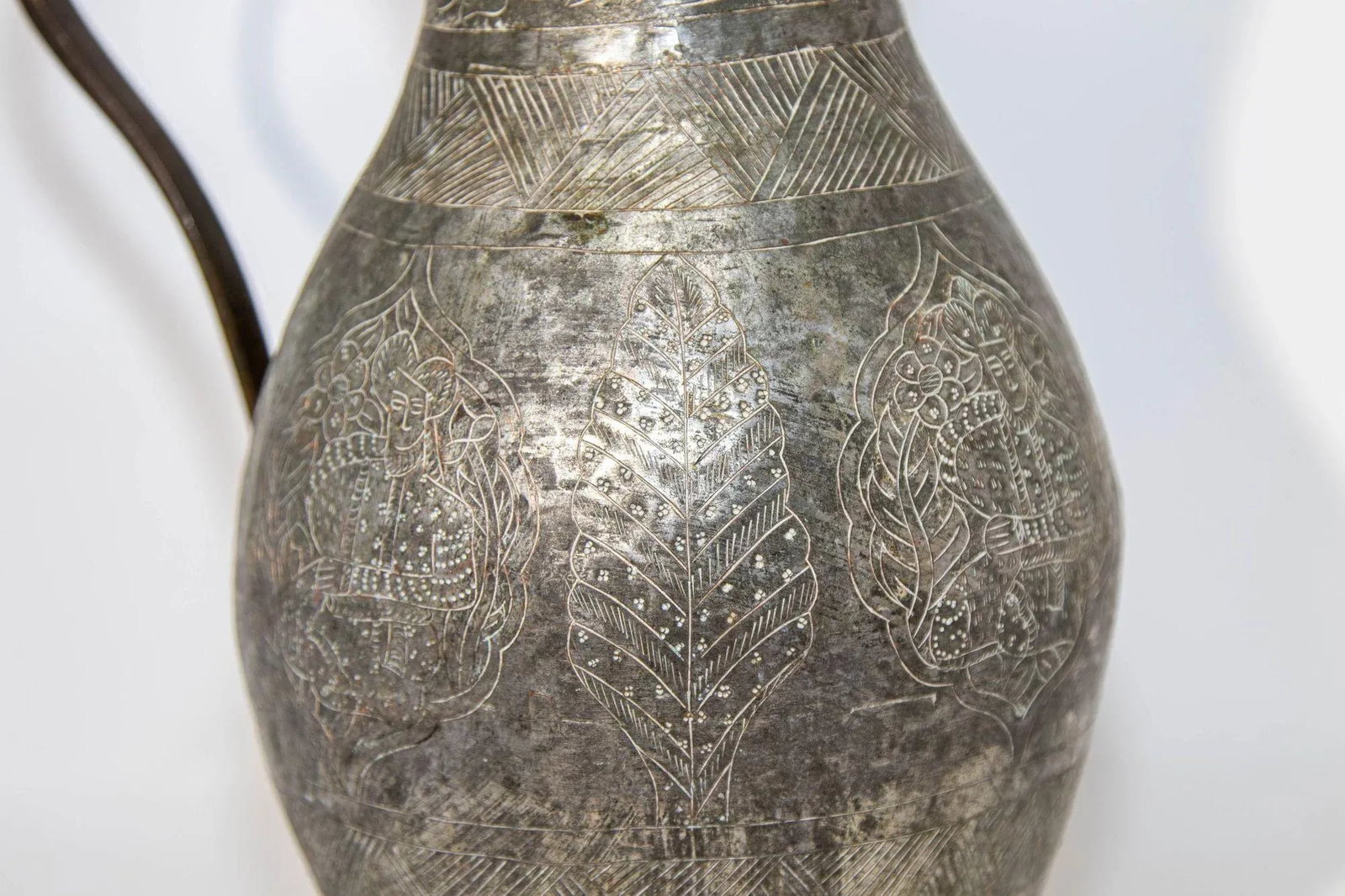 Islamic Tinned Copper Pitcher Middle Eastern Persian Antique 19th Century Ewer - 5