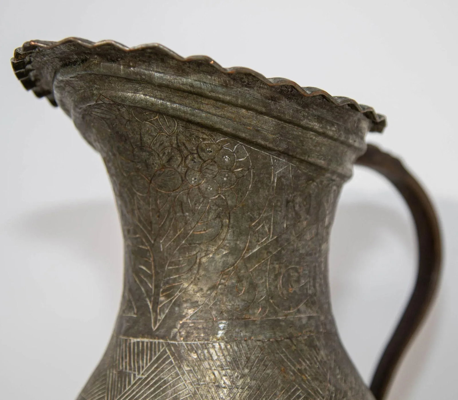 Islamic Tinned Copper Pitcher Middle Eastern Persian Antique 19th Century Ewer - 9