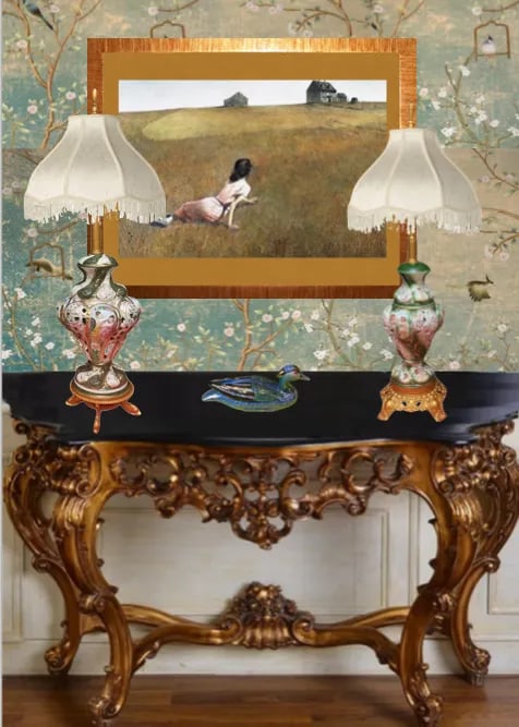 Mid-Century Capodimonte Green Porcelain Table Lamps: Cherub Maidens a Pair - 9