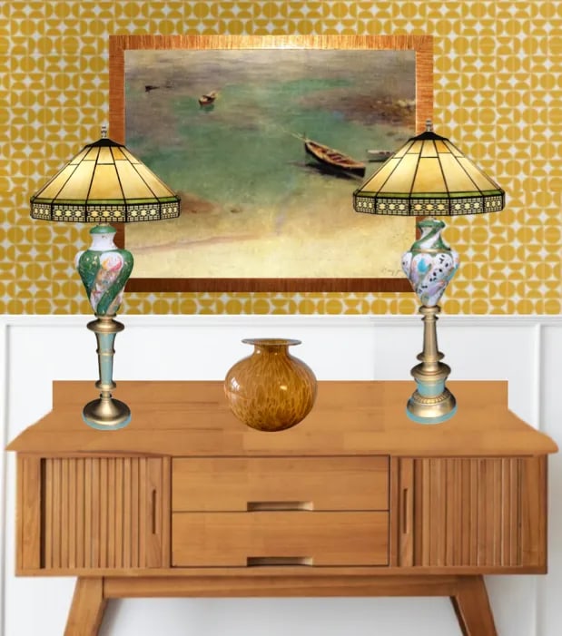 Mid-Century Capodimonte Porcelain Table Lamps- Maidens & Cherubs: A Pair - 5