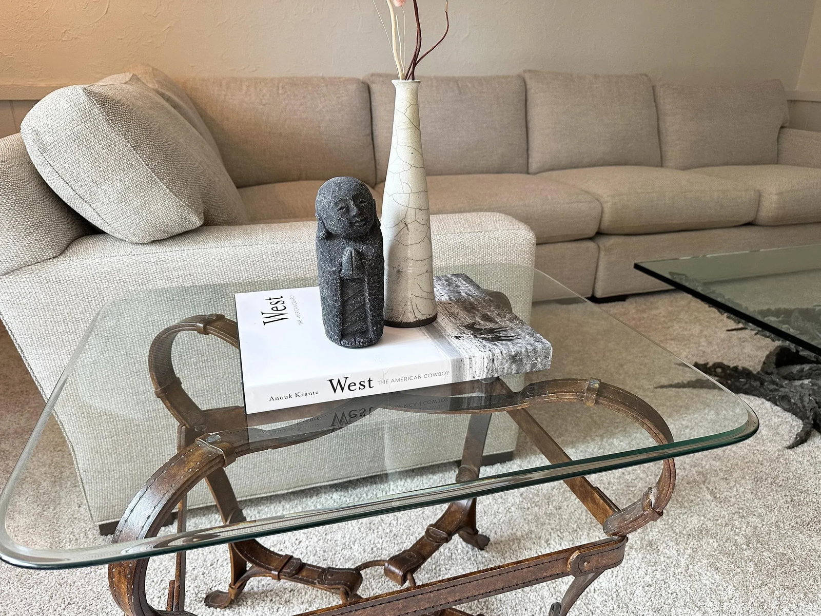 1980s Vintage Hermes Adnet Style Iron Faux Leather Strap Equestrian End Table - 8