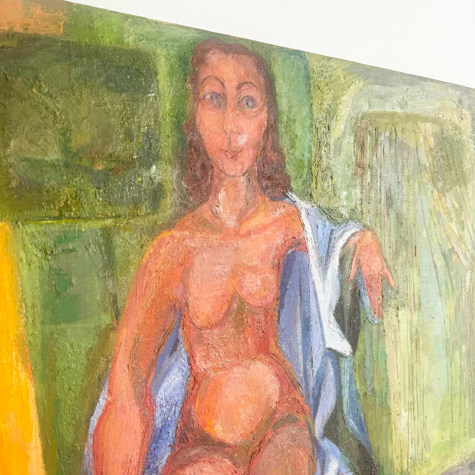 Vintage Original Oil Painting of Nude Woman Sitting - 5