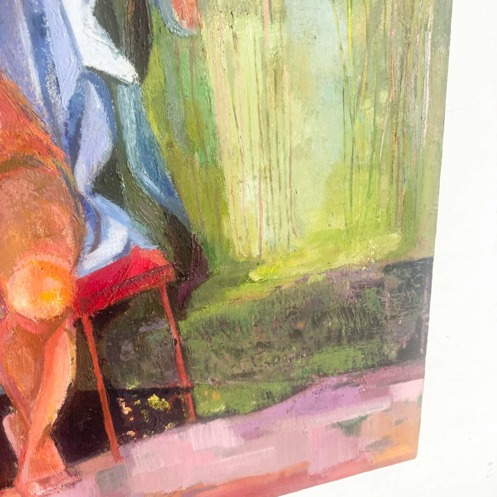 Vintage Original Oil Painting of Nude Woman Sitting - 7