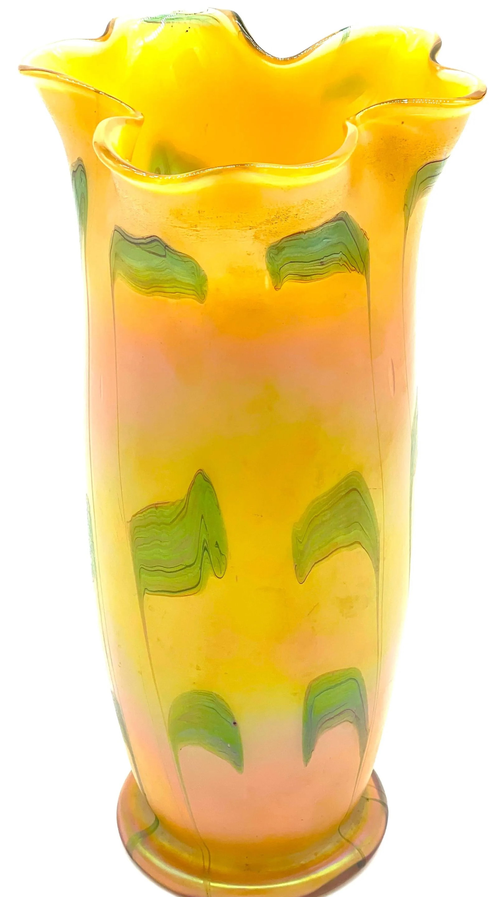 Austrian Art Nouveau Loetz Art Glass Vase with Crimped Rim - 2