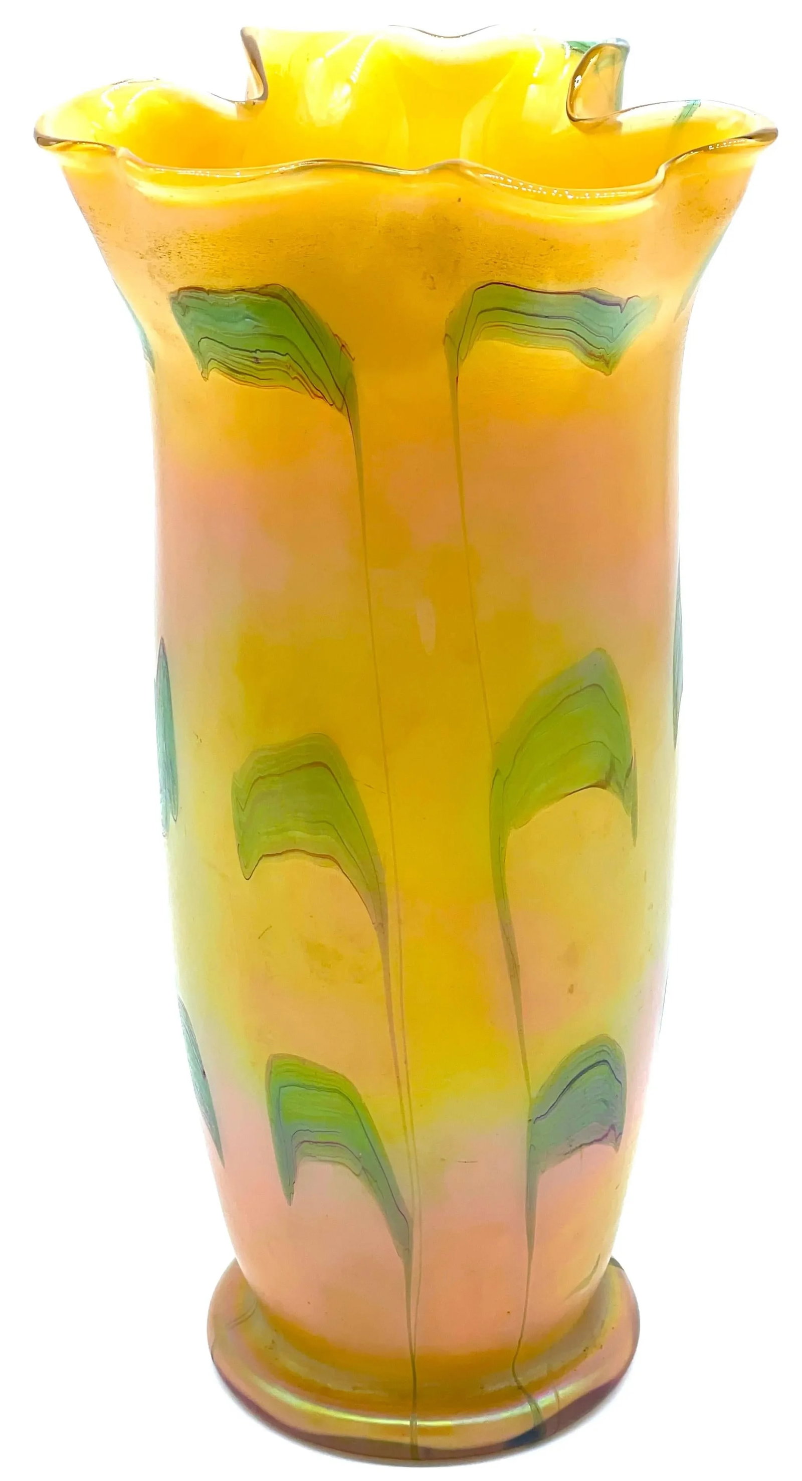 Austrian Art Nouveau Loetz Art Glass Vase with Crimped Rim - 4