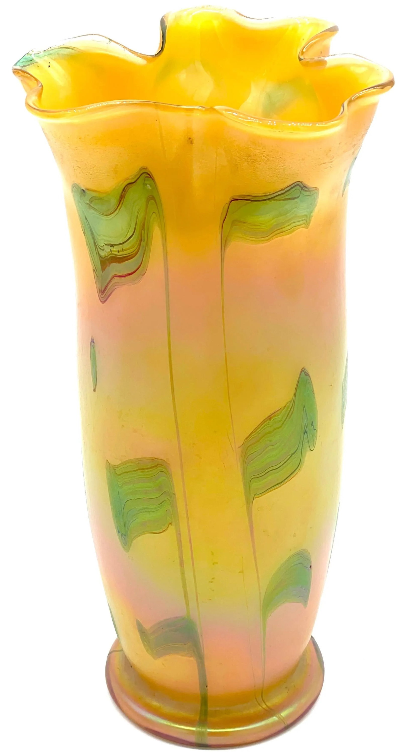 Austrian Art Nouveau Loetz Art Glass Vase with Crimped Rim - 5