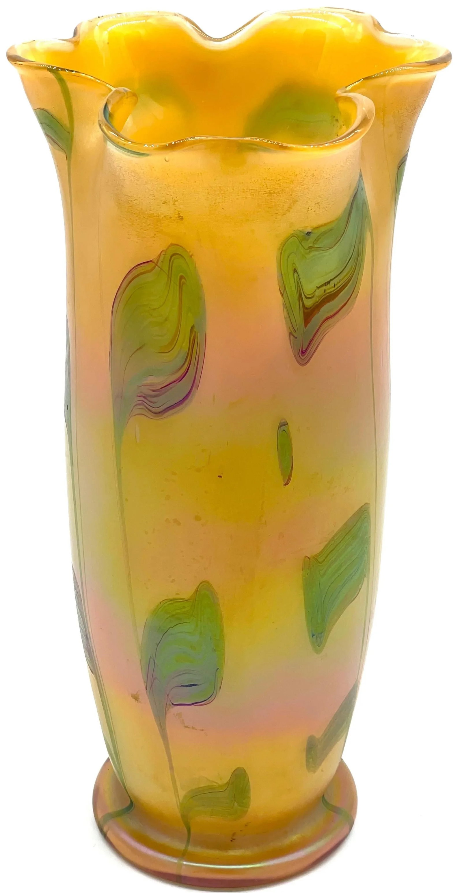 Austrian Art Nouveau Loetz Art Glass Vase with Crimped Rim - 7