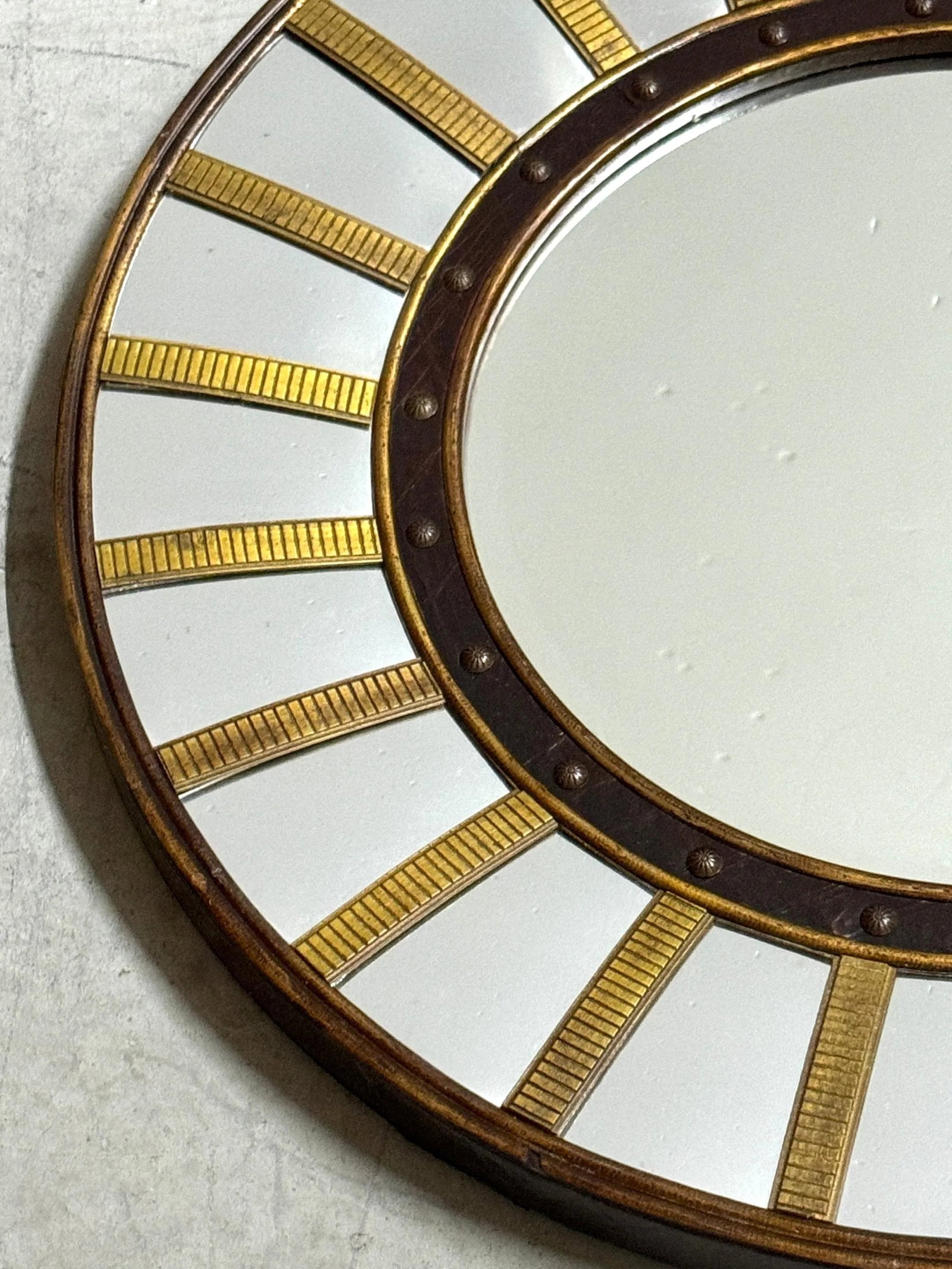 Regency Style Circular Brass & Lacquer Mirror with Convex Surround - 3