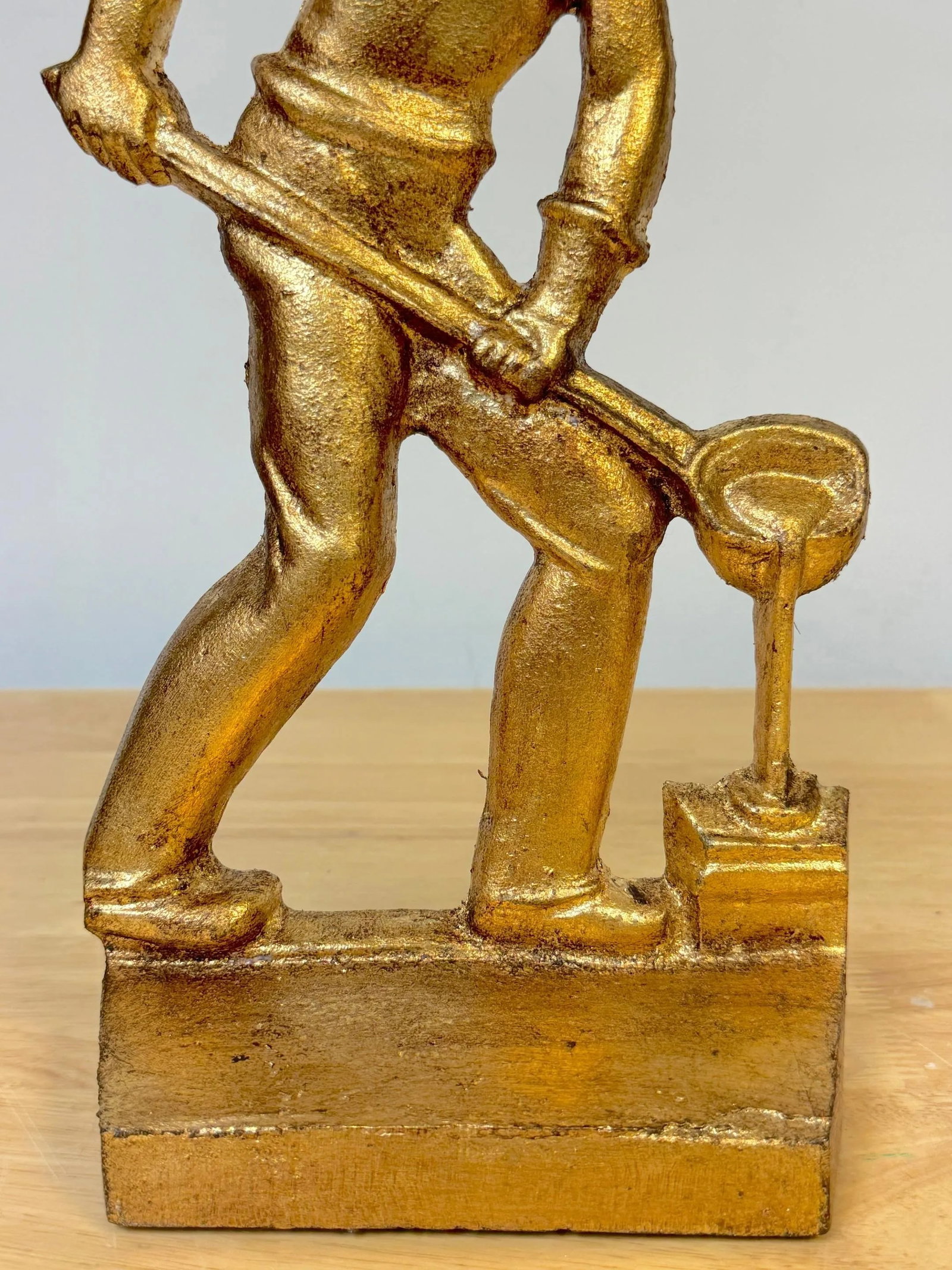 Art Deco Gilt Iron WPA Style Foundry Men Bookends Signed NMF 1936 - a Pair - 3