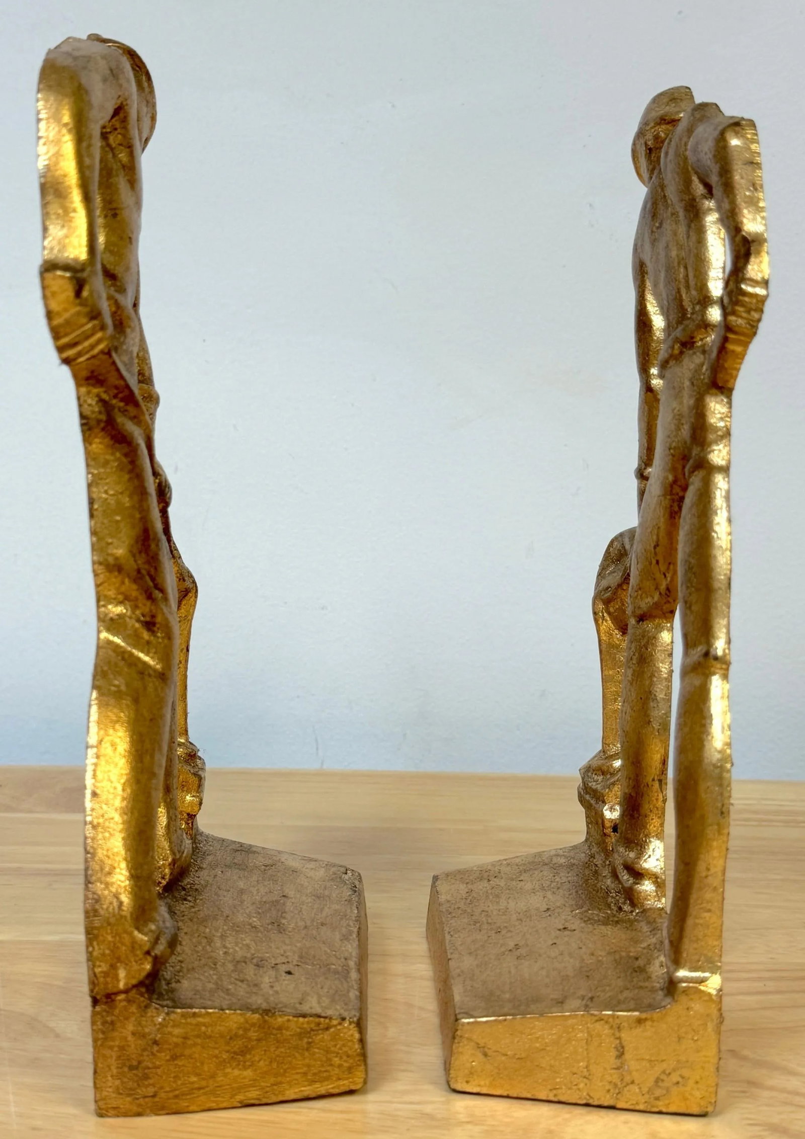 Art Deco Gilt Iron WPA Style Foundry Men Bookends Signed NMF 1936 - a Pair - 7