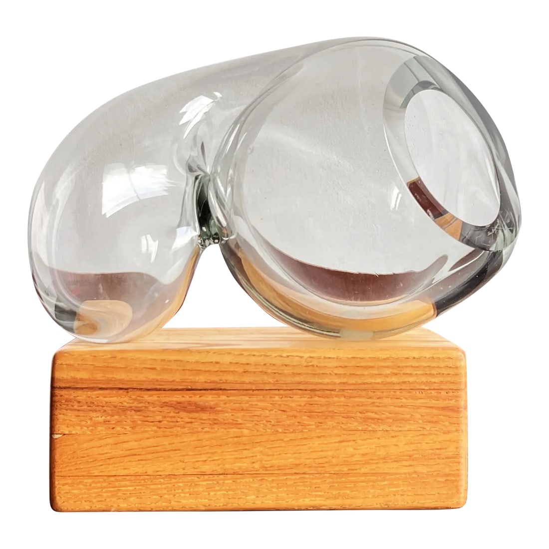 Vintage 1980's John Bingham Biomorphic Blown Glass Sculpture / Sculptural Vase: Fabulous vintage c.1980's hand blown art glass sculpture, that could be utilized as a sculptural table vase as well, by the world renowned artist John Bingham! This pieces comes on a beautiful solid