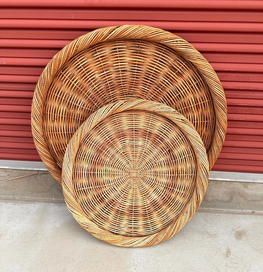 Large Rustic Thick Woven Wicker Tray - 3