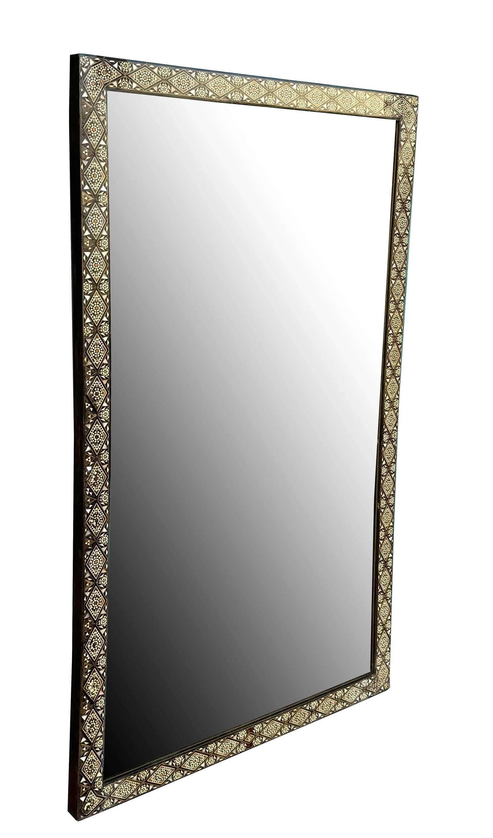 Vintage Marquetry With Mother-of-Pearl Mirror Frame - 3