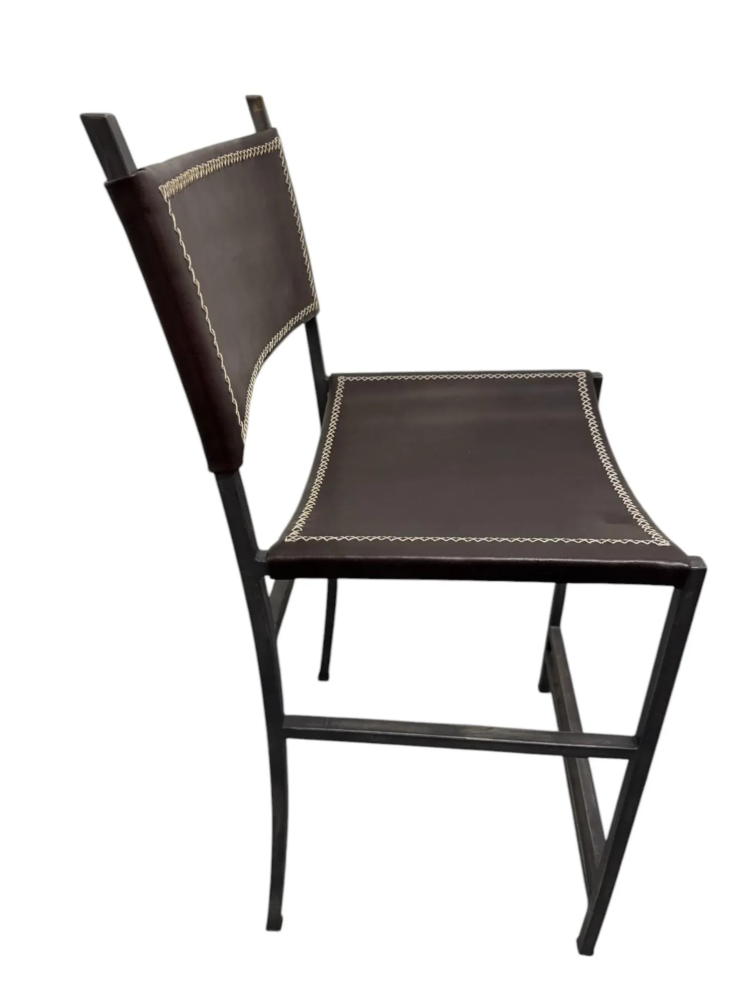 Sol & Luna Brown Leather and Iron Counter Stool - 3