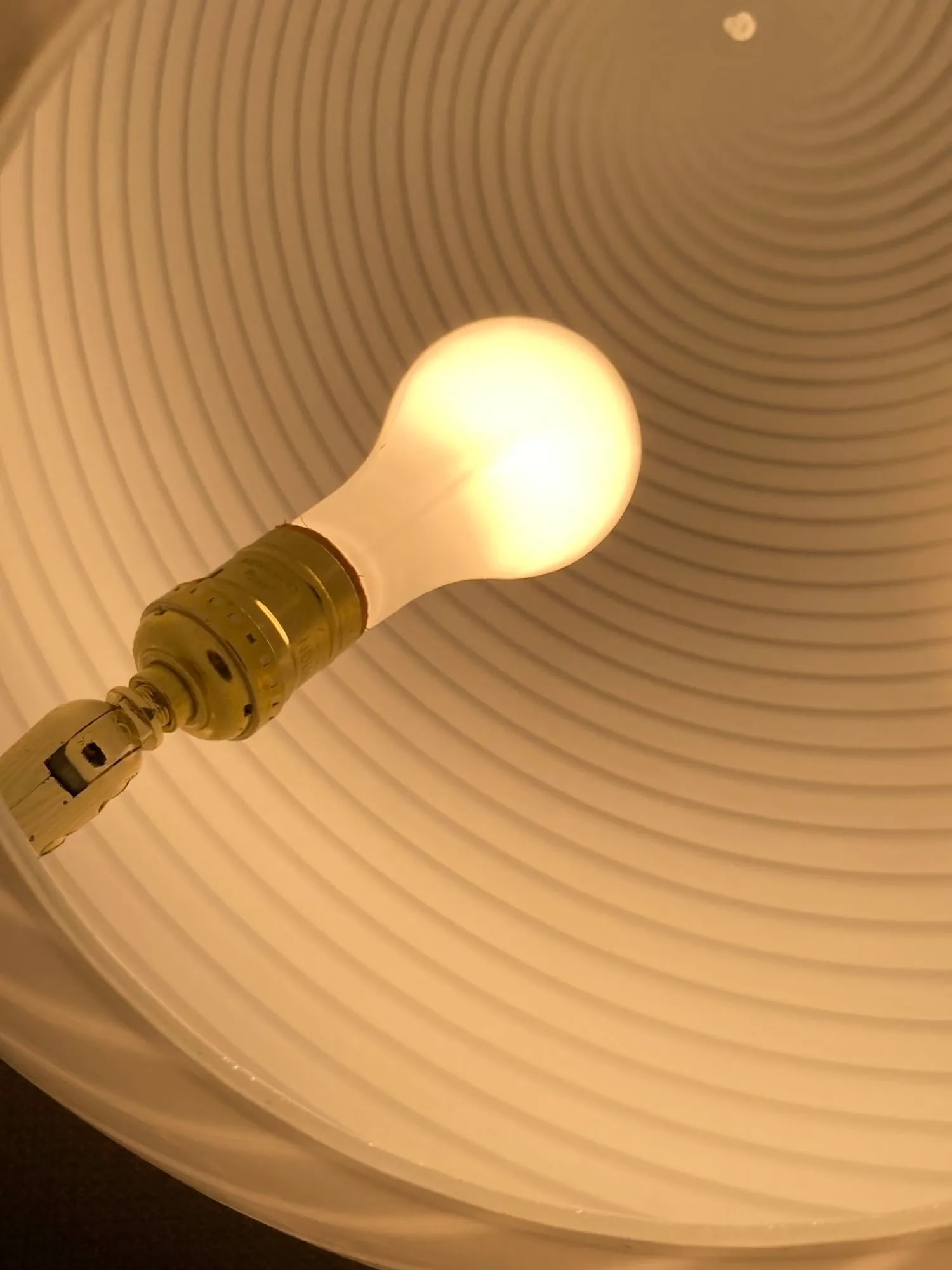 Vetri Murano White Swirl Egg Shape Oversized Table Lamp Italy 1970 - 8