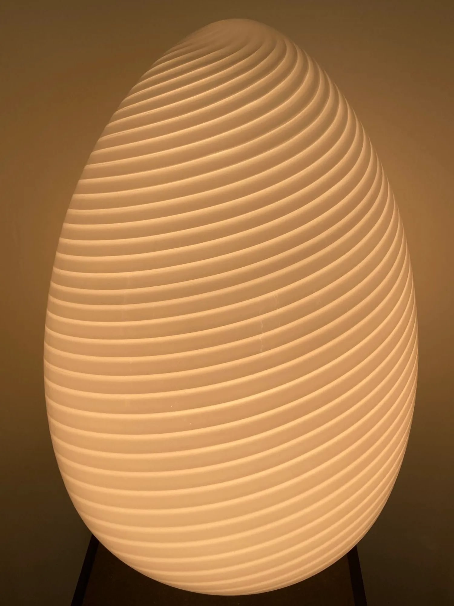 Vetri Murano White Swirl Egg Shape Oversized Table Lamp Italy 1970 - 9