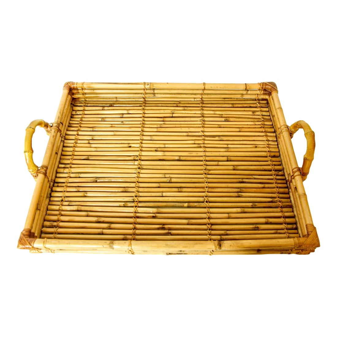 Vintage Large Pencil Rattan Bamboo Serving Tray With Handles (1 of 12)