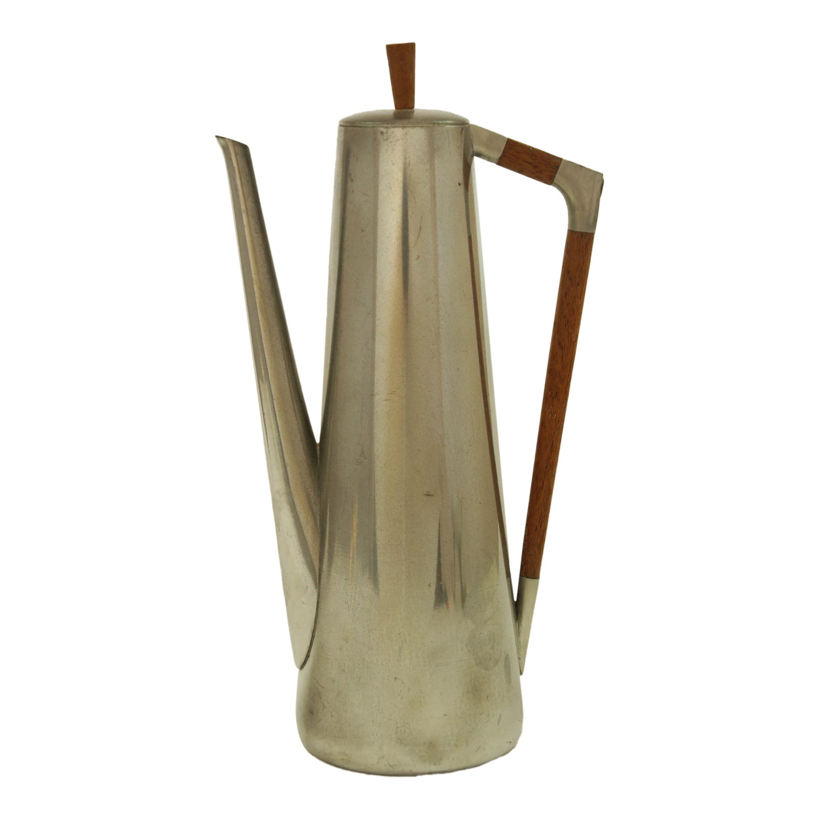 Royal Holland Pewter and Teak Danish Coffee Pot 1960s Kmd Tiel Daalderop: Danish Modern Royal Holland KMD Tiel Daalderop Pewter and Teak coffee pot circa 1960. Mid Century Modern Royal Holland Pewter KMD Tiel pewter and teak wood coffee pot. Vintage From the 60's with