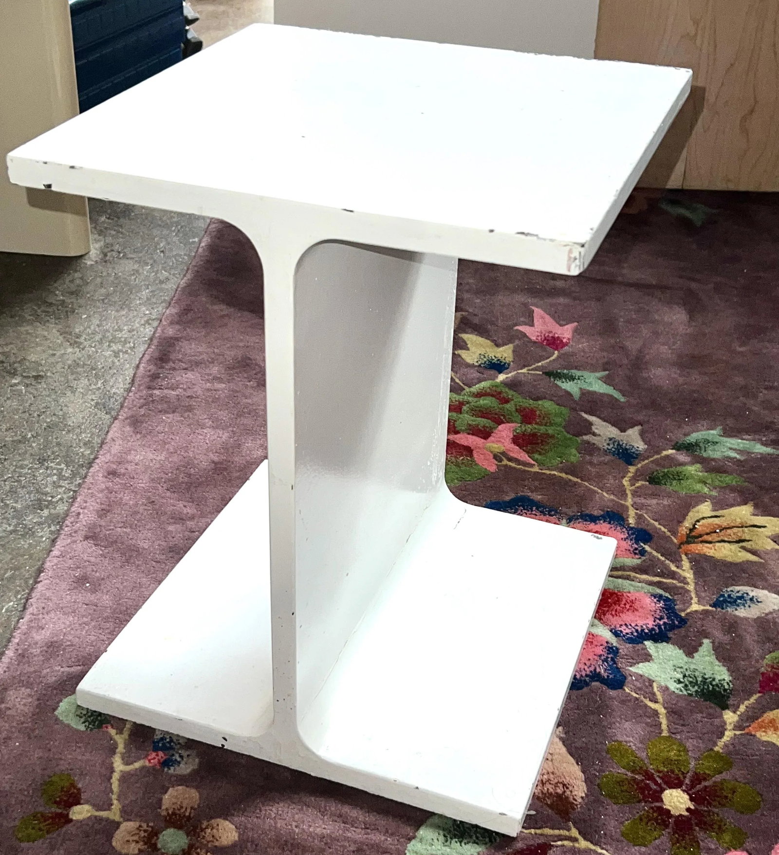 Ward Bennett Modern White 3078 I-Beam Table and Stool for Brickell, C. 1969, Usa - 4