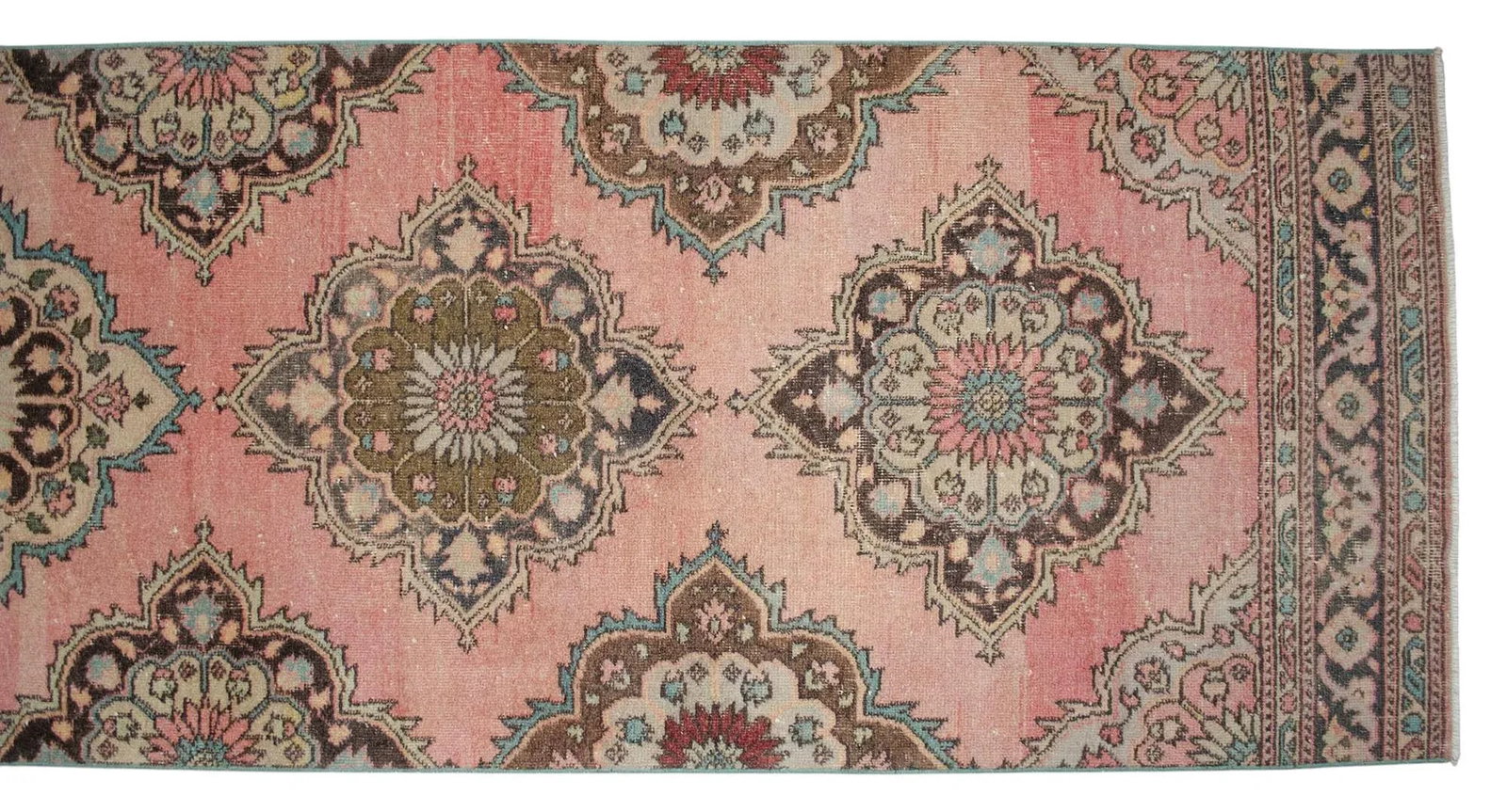 Distressed Oushak Runner Rug Faded Colors Low Pile Hallway Decor - 3'2"³x 12'4"³ - 8