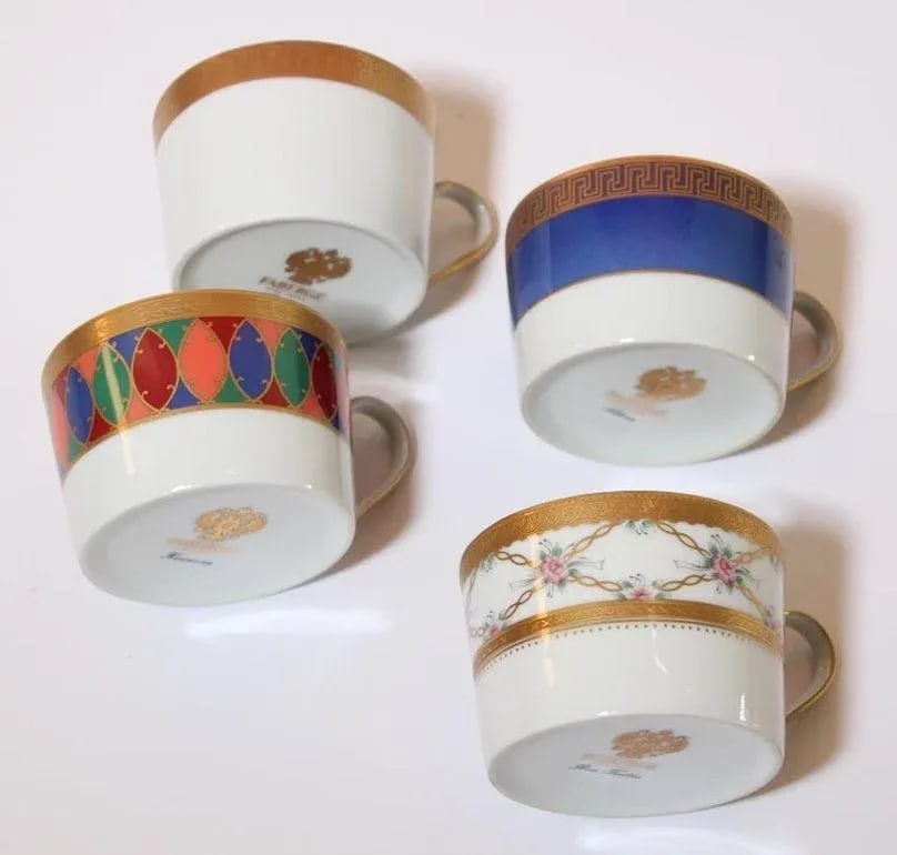 FabergeÃƒÃ… Porcelain Tea, Coffee Cups Set of Four in a Velvet Case - 8