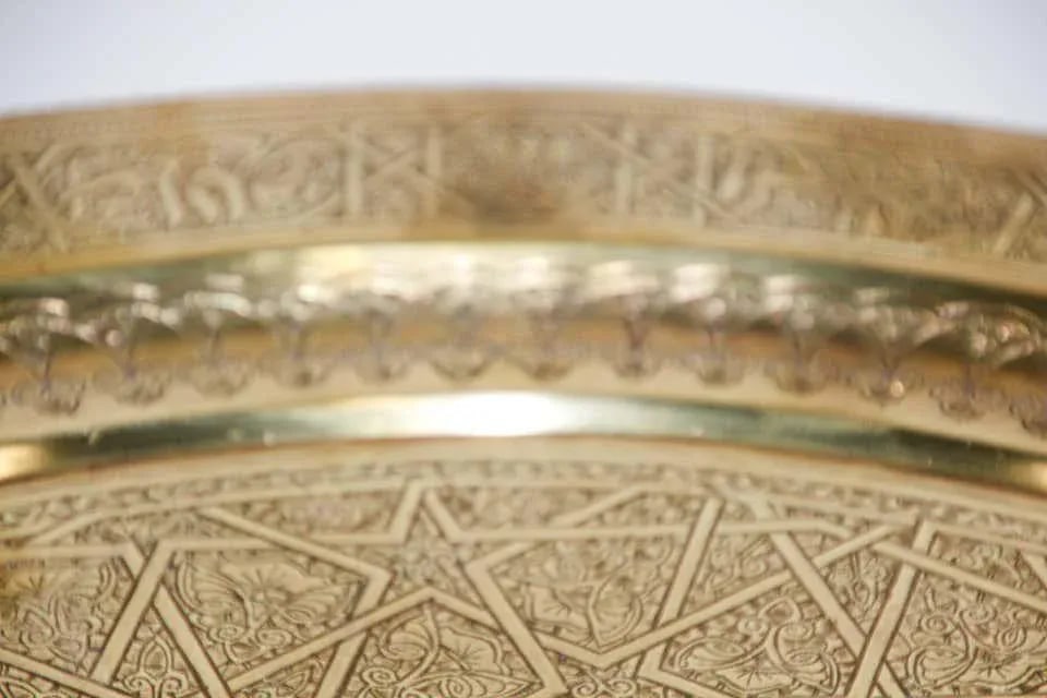 Middle Eastern Islamic Vintage Round Brass Hanging Tray - 10
