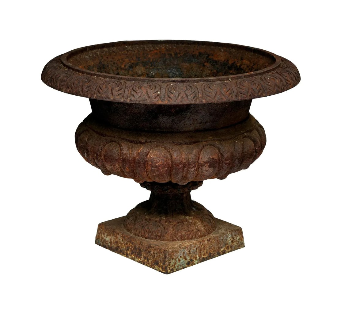 1990s Rusted English Garden Urns, Pair - 3