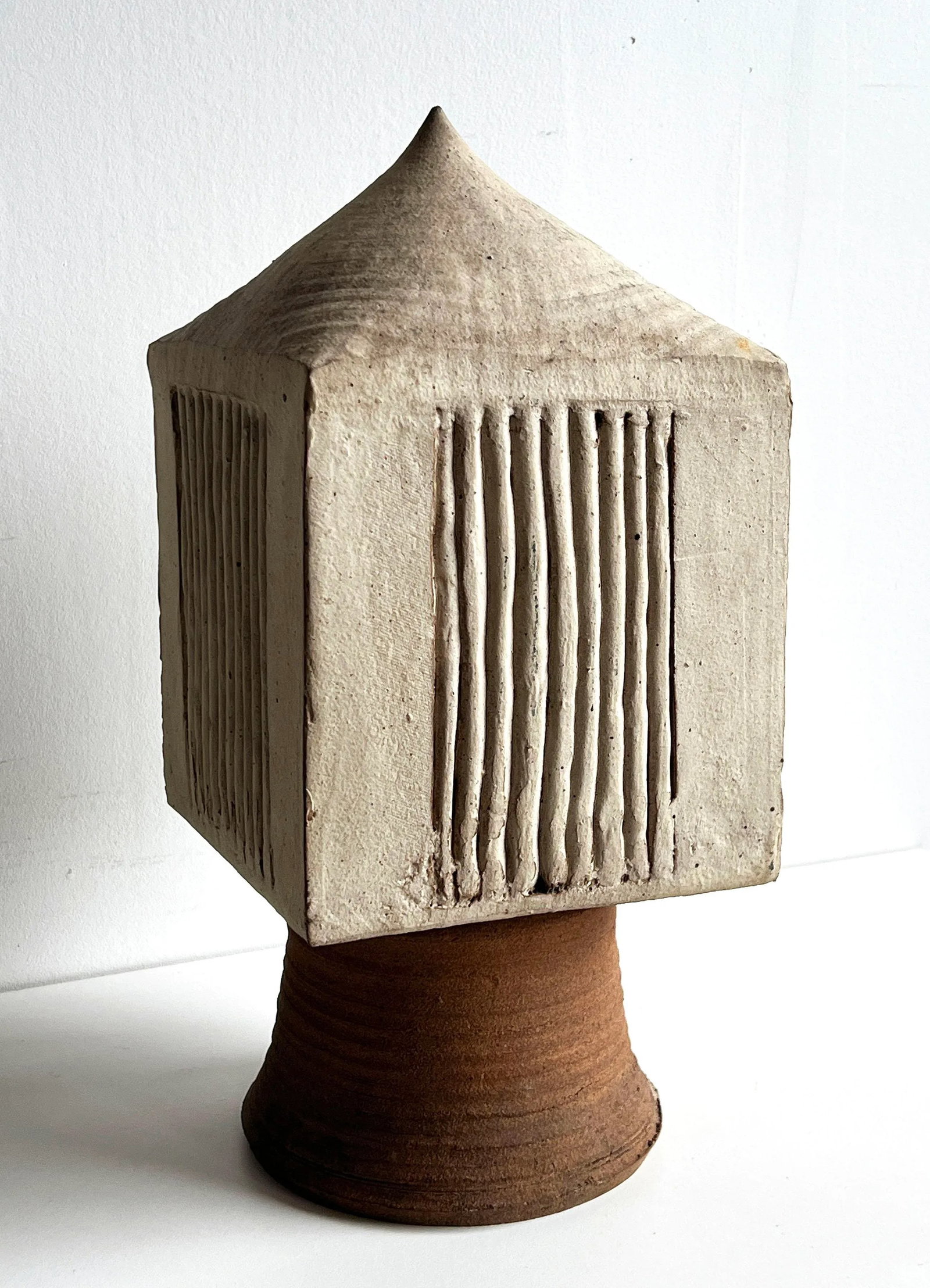 Vintage Brutalist Studio Pottery Sculpture Architectural Form in Stoneware Ceramic - 4