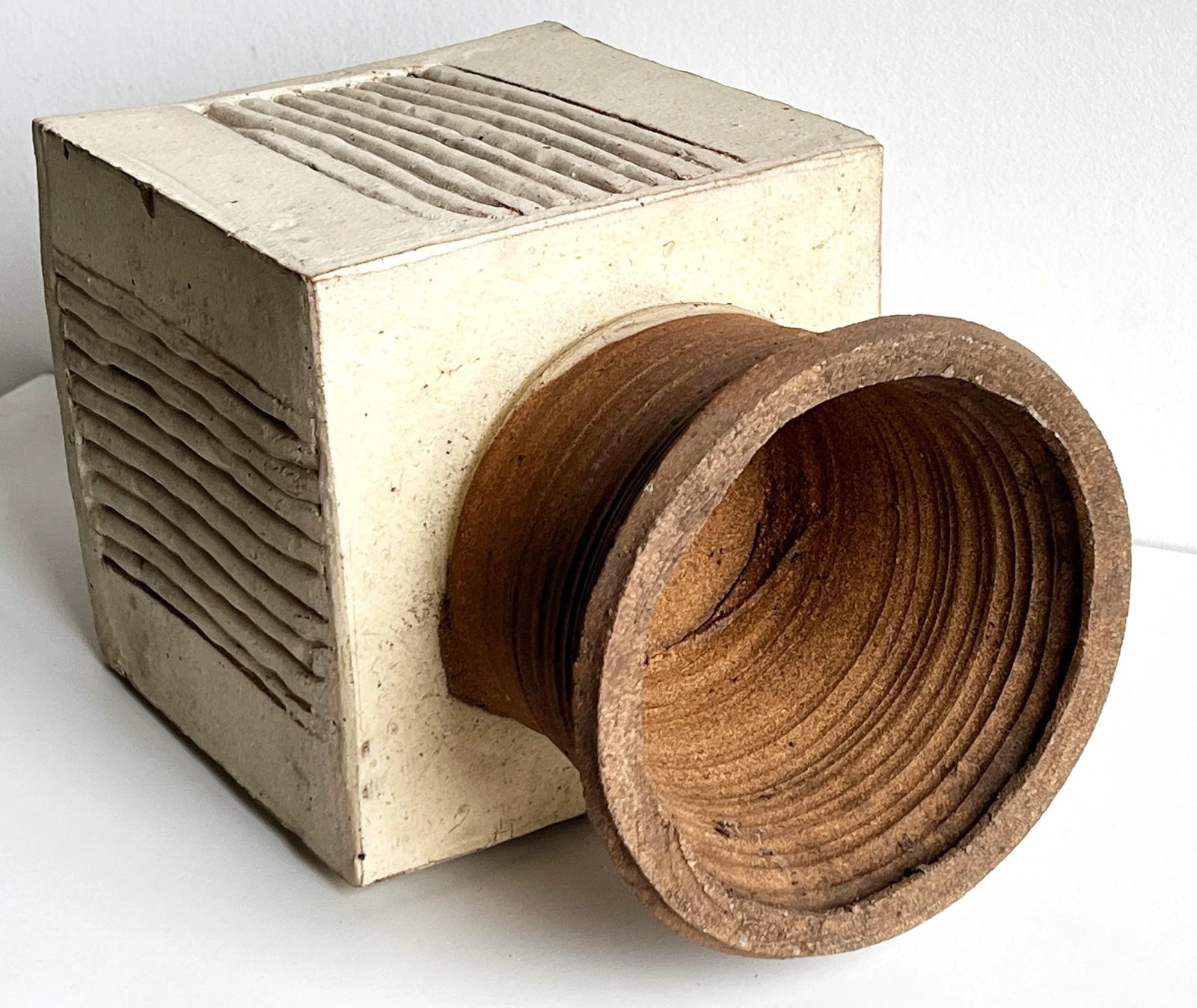 Vintage Brutalist Studio Pottery Sculpture Architectural Form in Stoneware Ceramic - 9