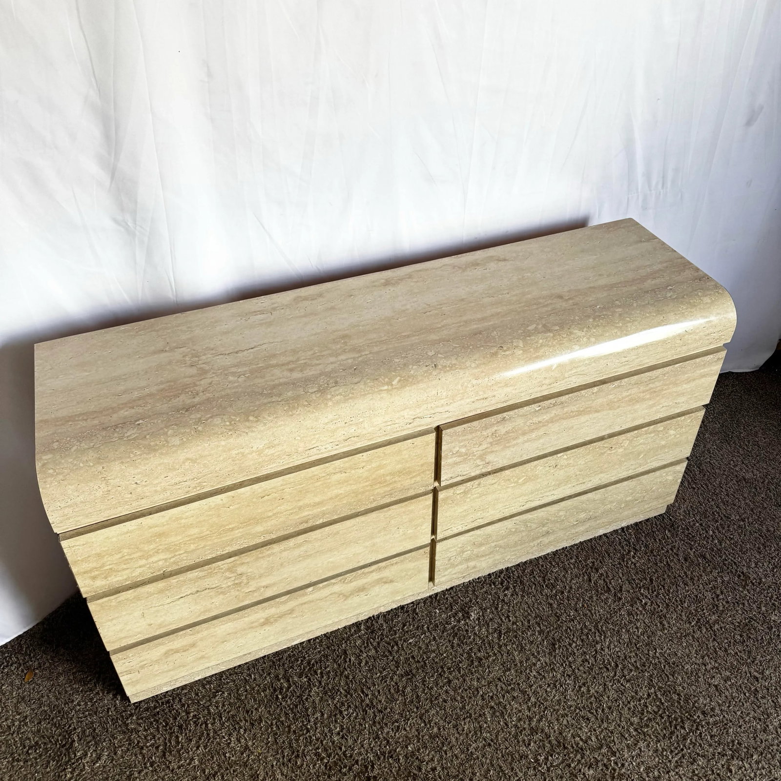 Postmodern Faux Travertine Laminate Waterfall Dresser - 2