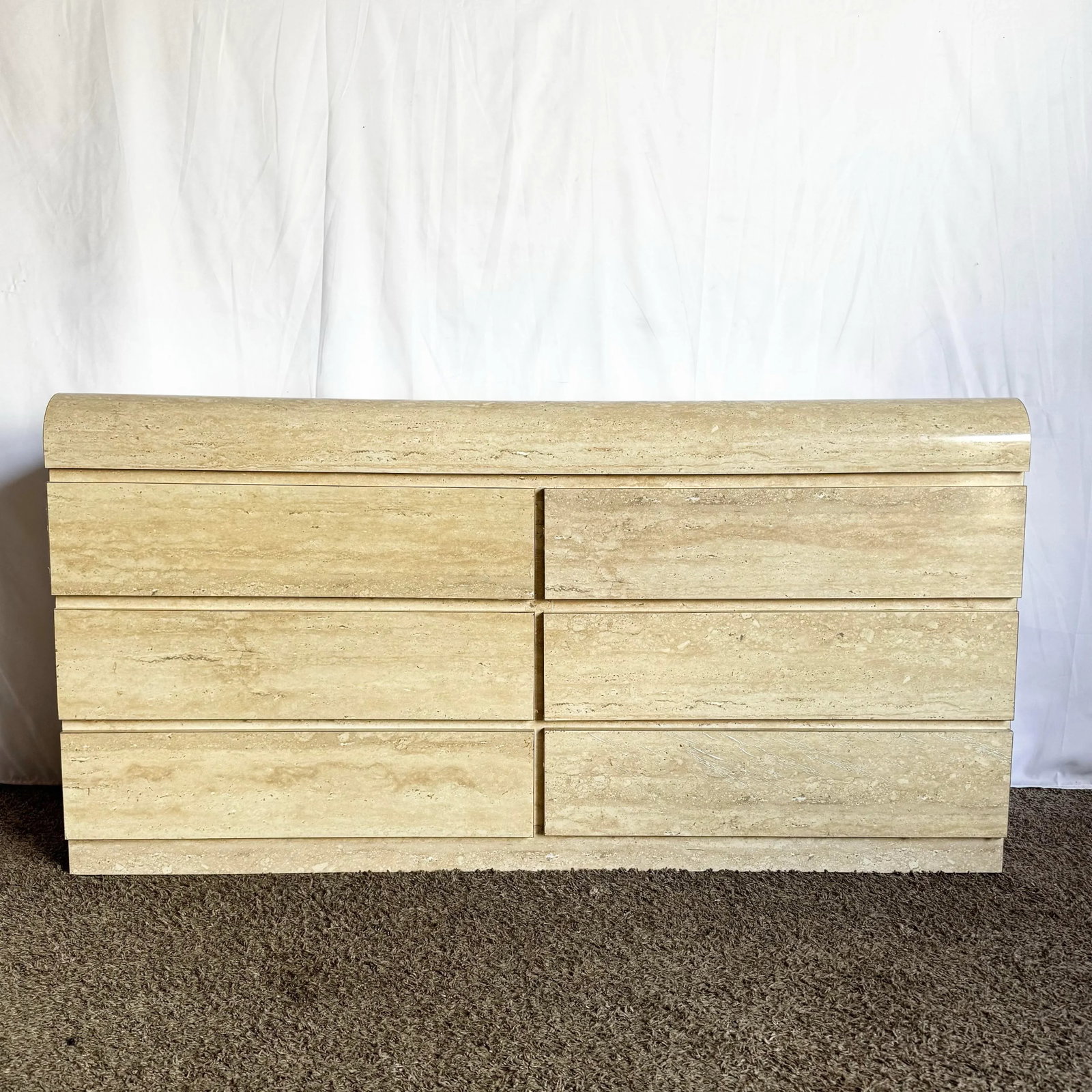 Postmodern Faux Travertine Laminate Waterfall Dresser - 3