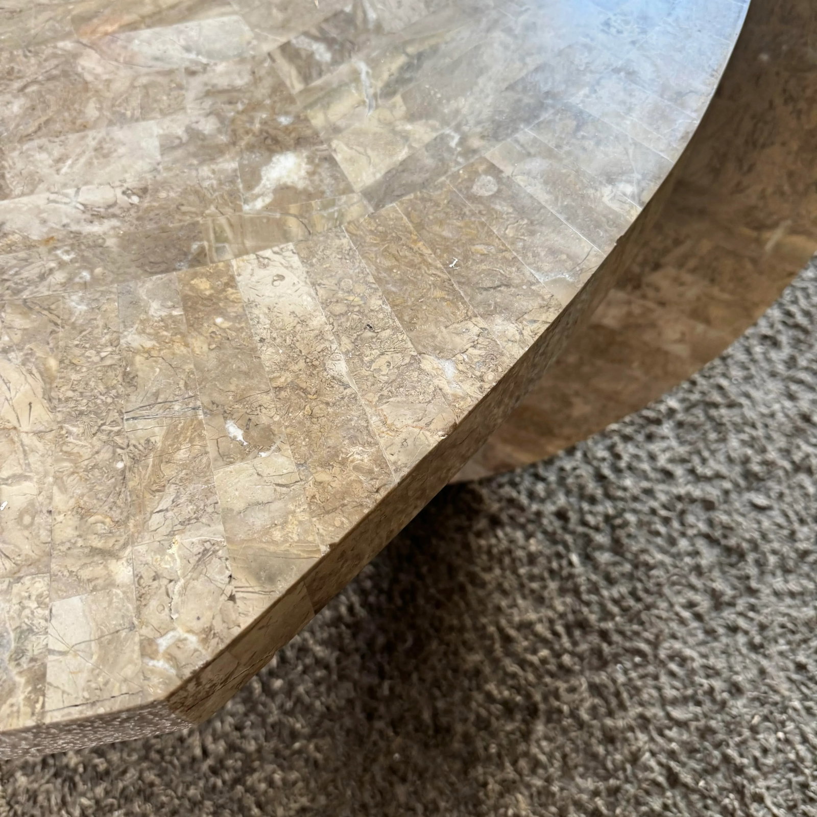 Postmodern Maitland Smith Style Sculpted Circular Polished Tessellated Stone Coffee Table - 10
