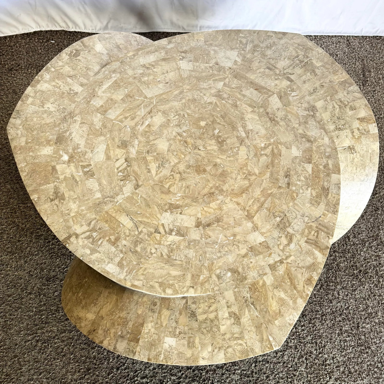 Postmodern Maitland Smith Style Sculpted Circular Polished Tessellated Stone Coffee Table - 4