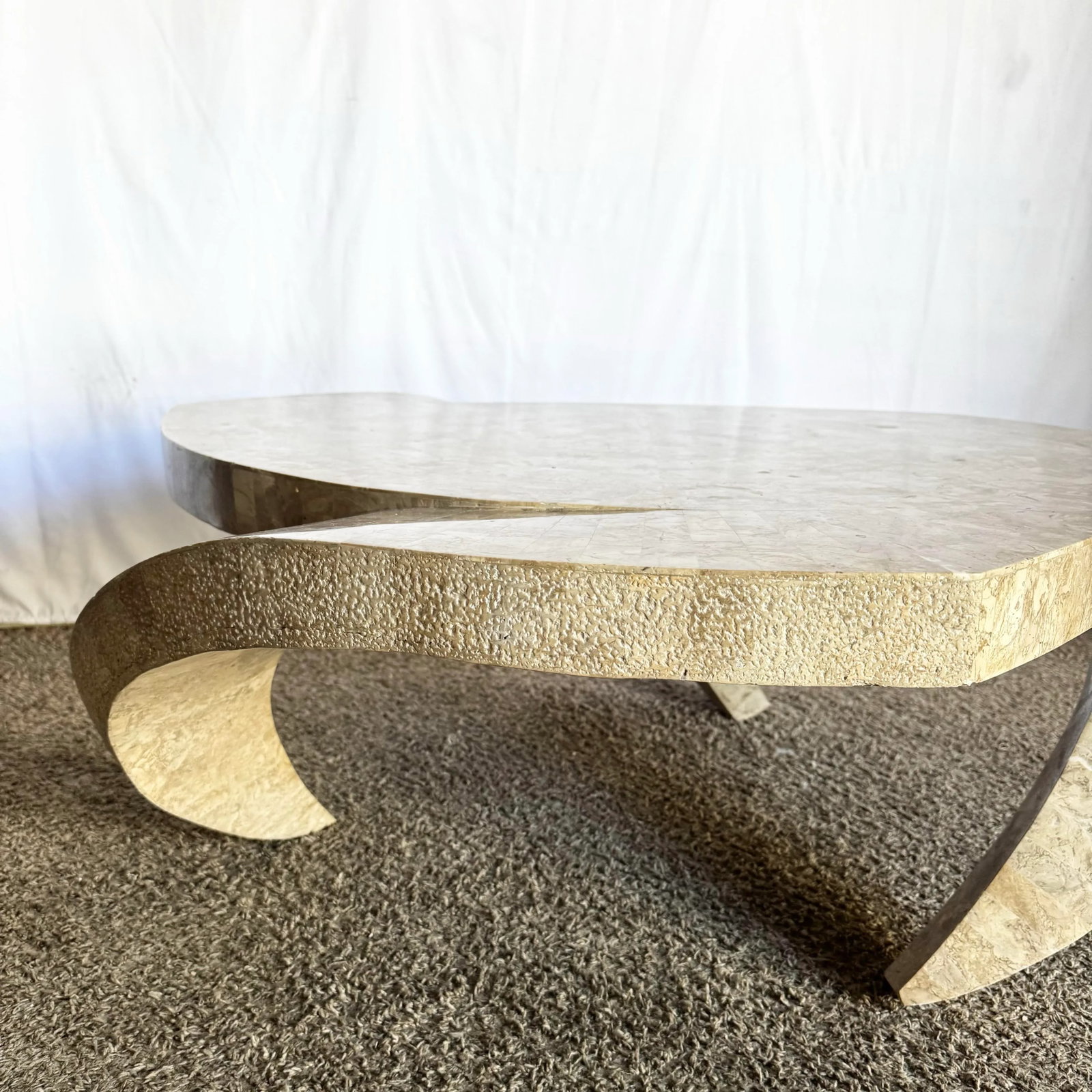Postmodern Maitland Smith Style Sculpted Circular Polished Tessellated Stone Coffee Table - 5
